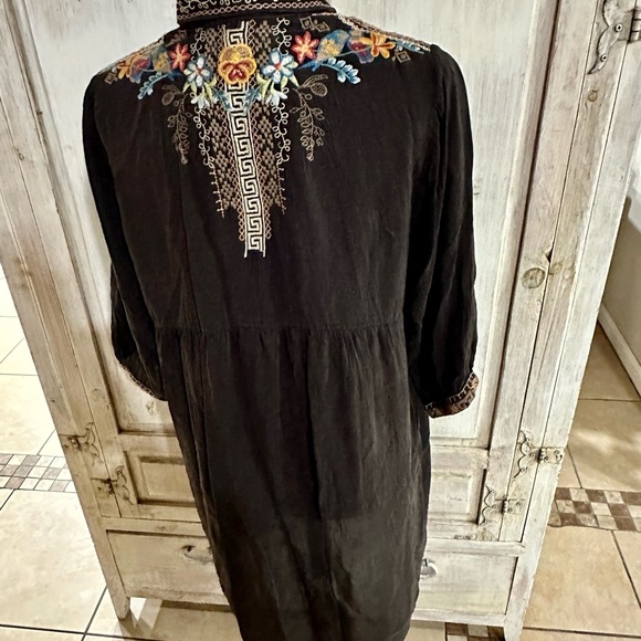Johnny Was Dress Duster Cover up dark brown embroidered - Picture 6 of 16